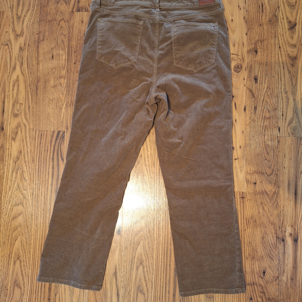 NWOT Tommy Hilfiger Womens Tan Corduroy Pants Tribeca Straight Ankle Size 12 - Picture 2 of 4